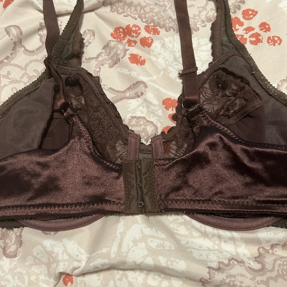 Avenue Satin Lace Bra - Deep Brown